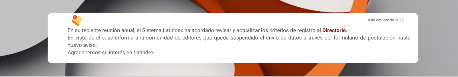 Imagen sobre suspensión de envío de datos